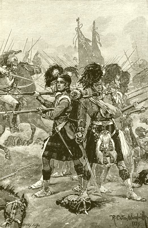 The Forty-Second Highlanders på Quatre Bras af Richard Caton Woodville junior
