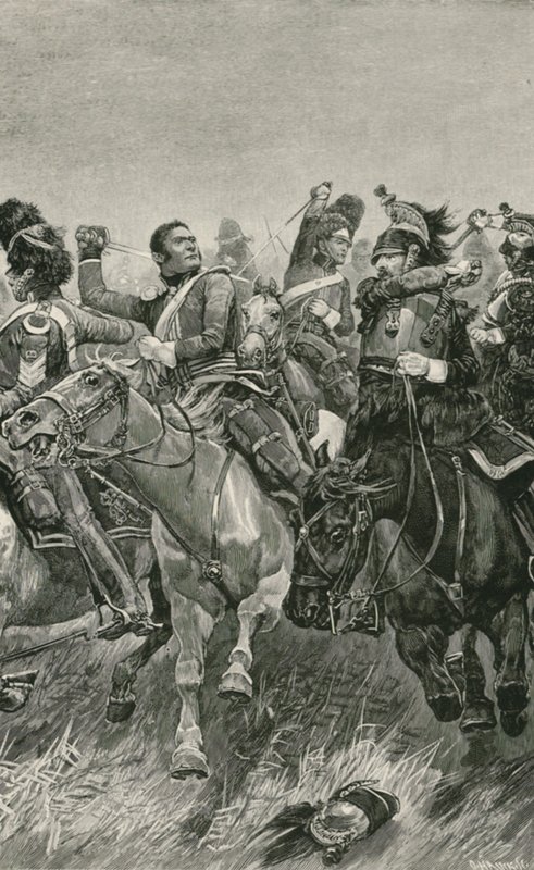 The Gallant Charge of the Scots Greys i slaget ved Waterloo af Richard Caton Woodville junior
