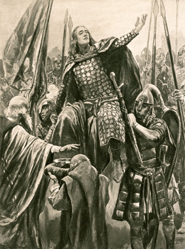 Ophøjelsen af Edward den Ældre ved hans kroning i Kingston-on-Thames, Whitsunday, 901 af Richard Caton Woodville junior