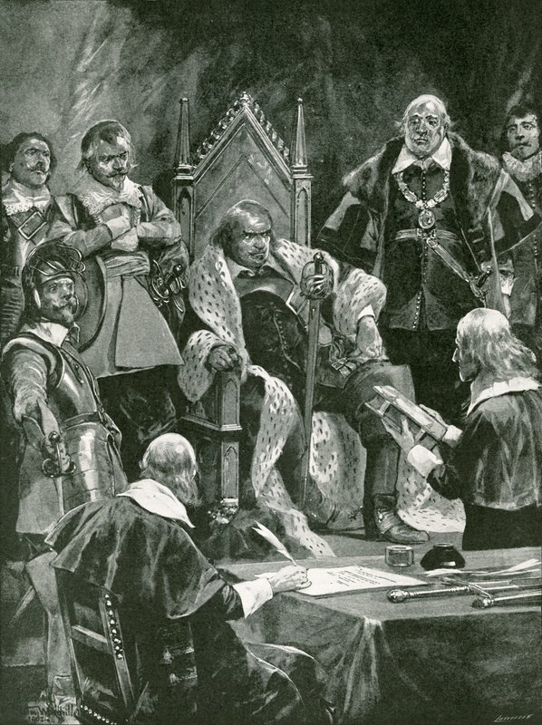 Præsentationen af Bibelen ved indvielsen af Oliver Cromwell som Lord Protector af Richard Caton Woodville junior