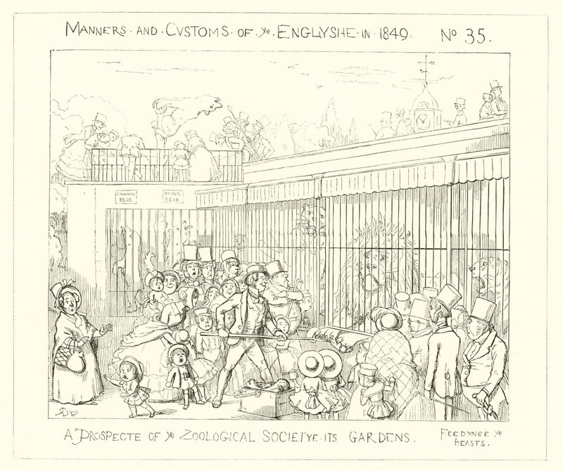 1849, En udsigt over Zoological Societys Gardens af Richard Doyle