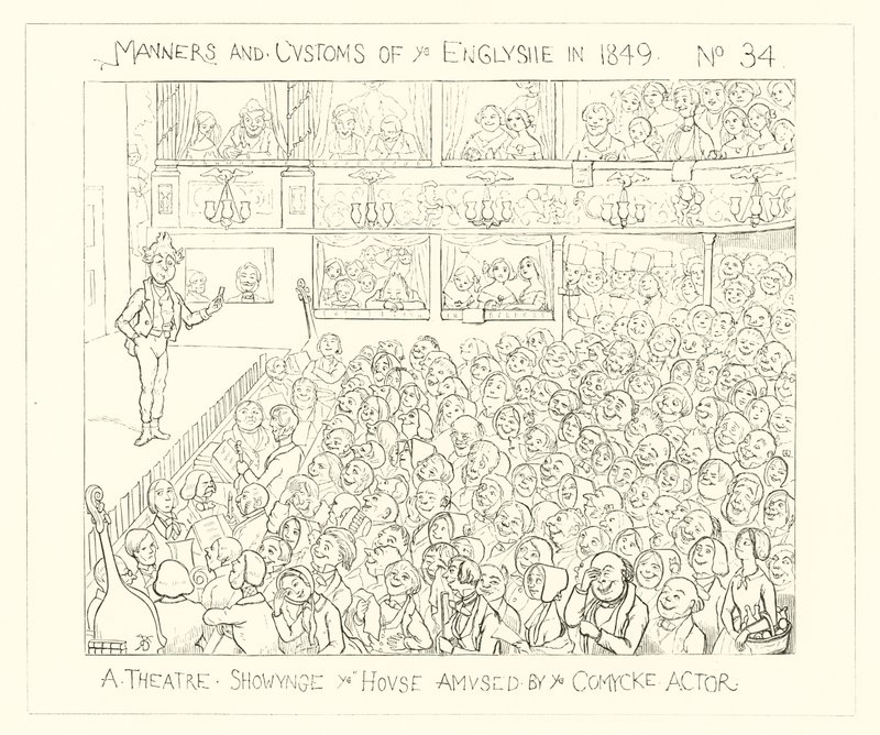1849, Et teater, der viser huset underholdt af den komiske skuespiller af Richard Doyle