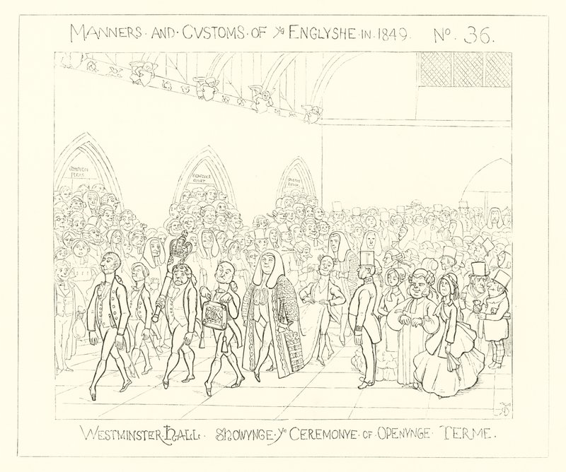 1849, Westminster Hall, Ceremonien til åbning af semesteret af Richard Doyle