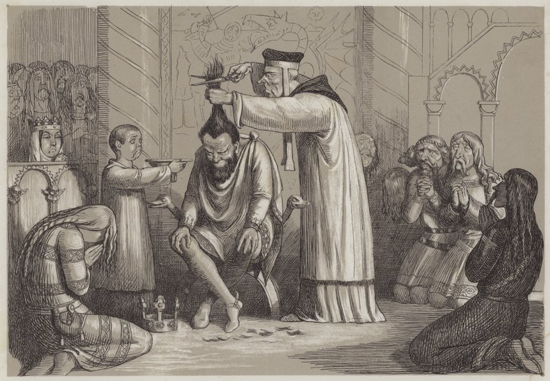Barberøs behandling af Henry I, af en normannisk biskop (akvatint) af Richard Doyle