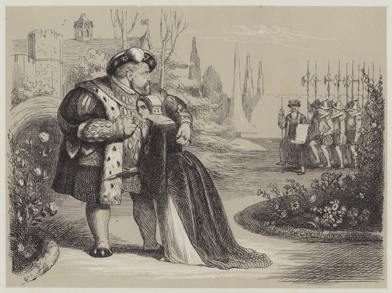 Kritisk øjeblik i Catherine Parrs liv (akvatint) af Richard Doyle