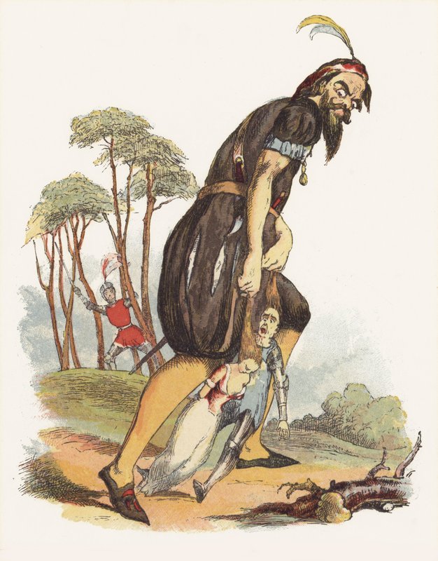 Illustration til Jack The Giant Killer (farve litho) af Richard Doyle