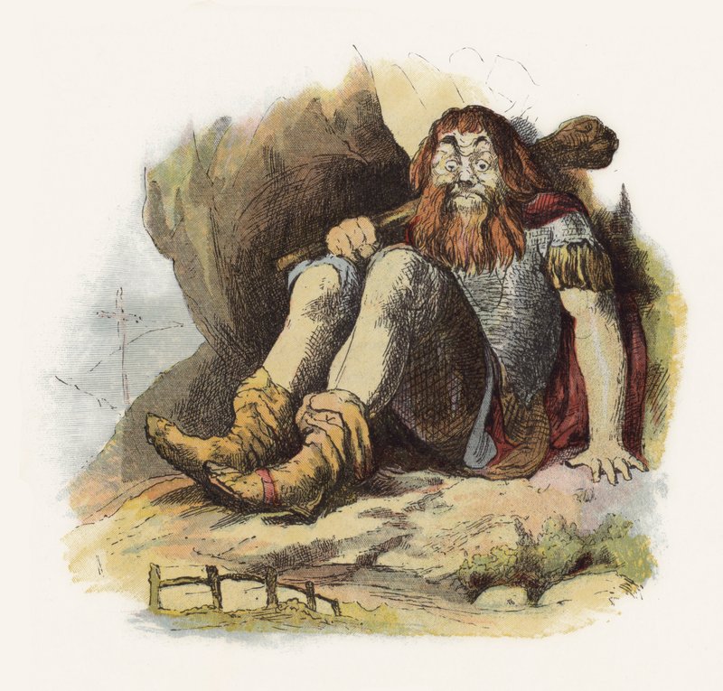 Illustration til Jack The Giant Killer (farve litho) af Richard Doyle