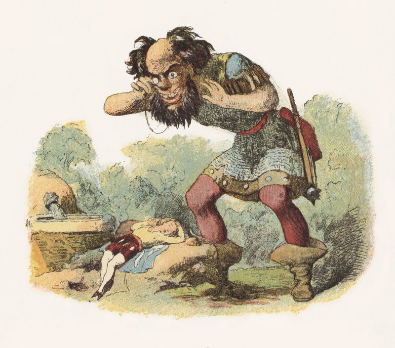 Illustration til Jack The Giant Killer (farve litho) af Richard Doyle