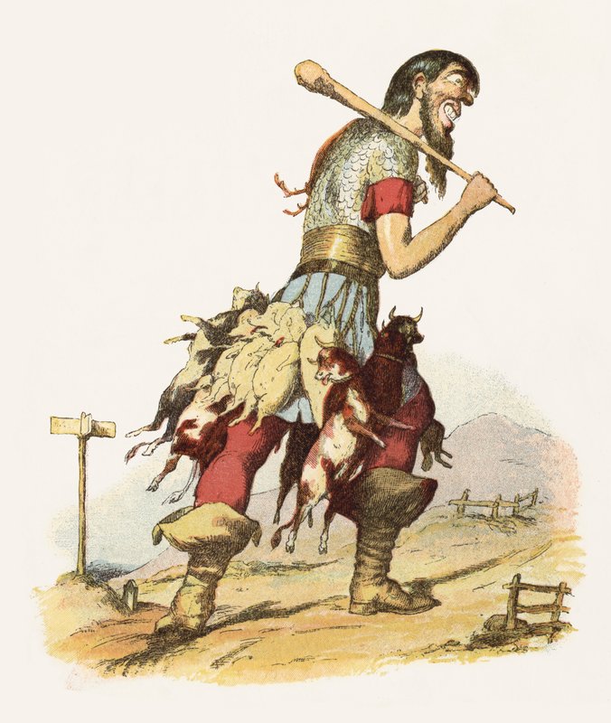 Illustration til Jack The Giant Killer (farve litho) af Richard Doyle