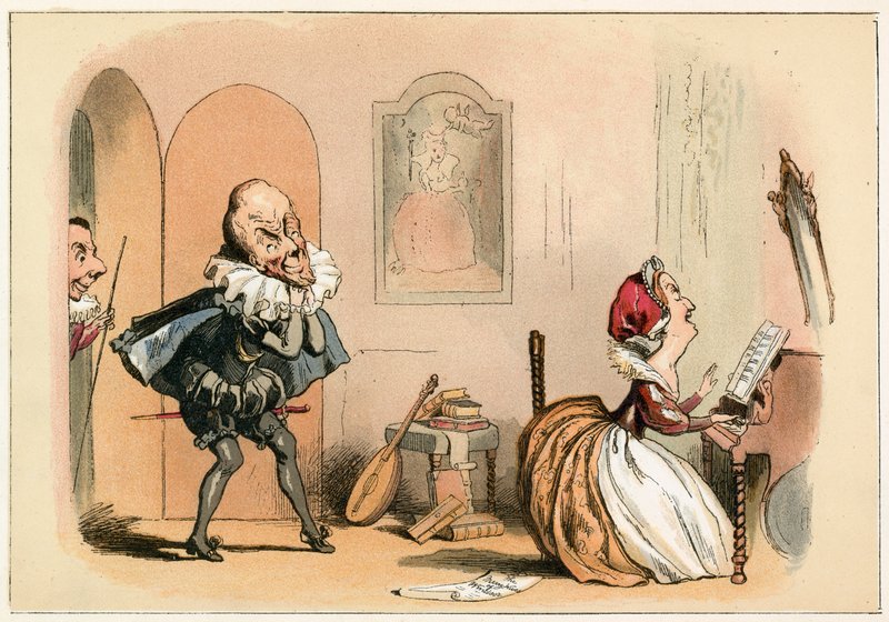 Dronning Elizabeth I og den skotske ambassadør af Richard Doyle