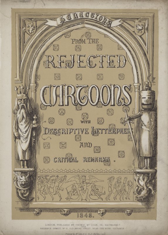 Titelside for udvalg fra de afviste tegnefilm (akvatint) af Richard Doyle