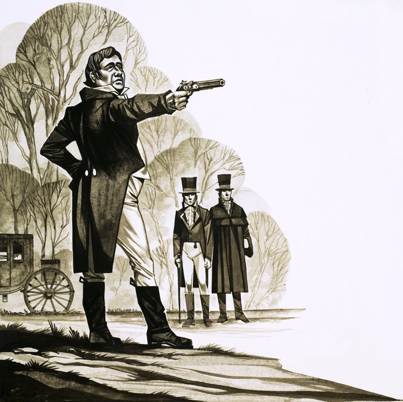 En georgiansk gentleman i duel med en pistol af Richard Hook