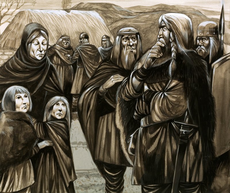 Børn af fattige angelsaksiske familier solgt som slaver (gouache på papir) af Richard Hook