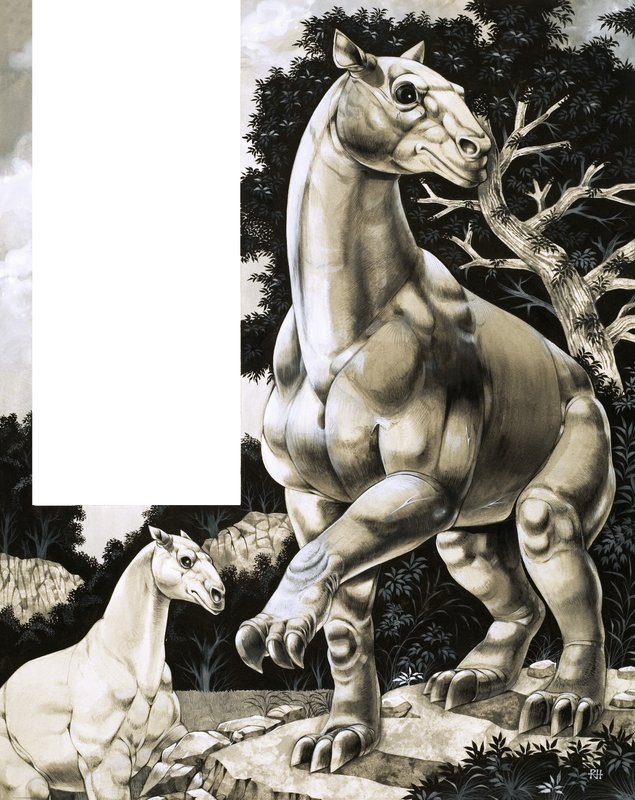 Moropus, en gammel hestetype med tre enorme kløer af Richard Hook