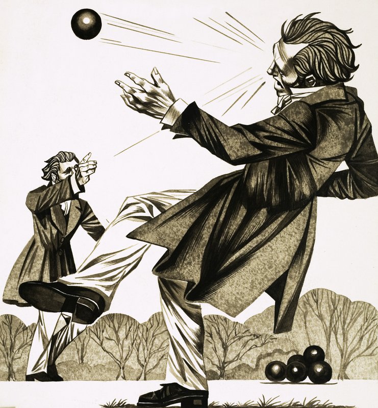 To franskmænd valgte at duellere ved at kaste billardkugler efter hinanden af Richard Hook