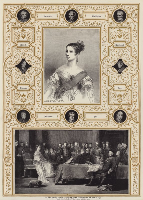 Hendes Majestæt Dronningens første råd, Kensington Palace, 20. juni 1837 af Richard James Lane
