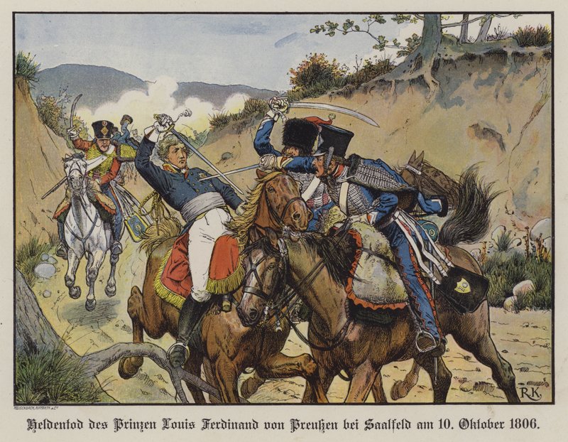 Prins Louis Ferdinand af Preussens heroiske død i slaget ved Saalfeld af Richard Knotel