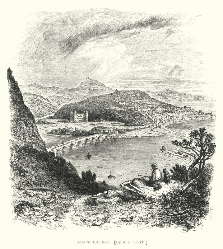 Banff Bridge (gravering) af Richard Principal (after) Leitch