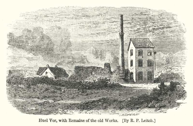 Huel Vor, med rester af de gamle værker (gravering) af Richard Principal (after) Leitch