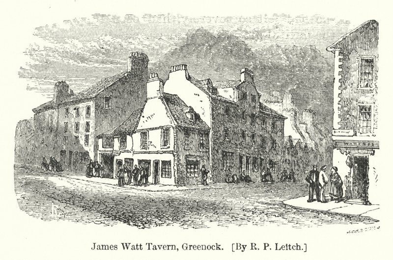 James Watt Tavern, Greenock (gravering) af Richard Principal (after) Leitch