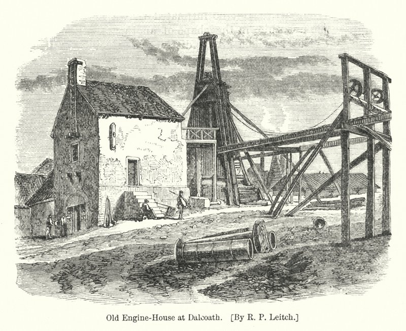 Gammelt maskinhus ved Dalcoath (gravering) af Richard Principal (after) Leitch