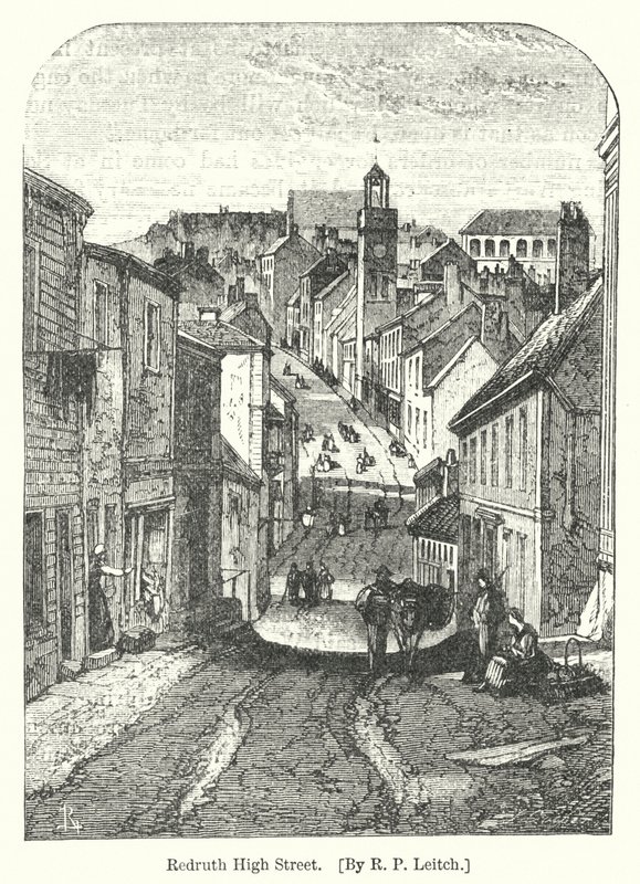 Redruth High Street (gravering) af Richard Principal (after) Leitch