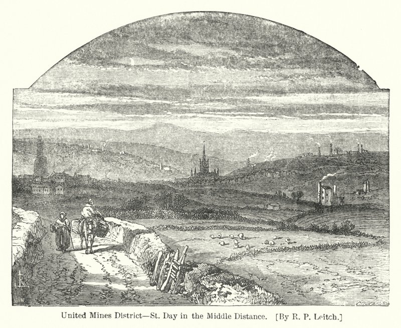 United Mines District, St Day in the Middle Distance (gravering) af Richard Principal (after) Leitch
