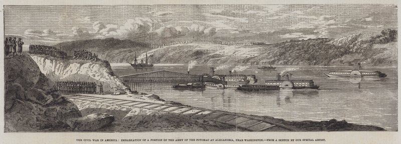 Borgerkrigen i Amerika, Indskibning af en del af Army of the Potomac i Alexandria, nær Washington af Richard Principal Leitch