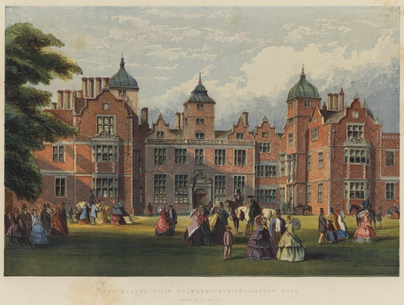Dronningens besøg i Warwickshire, Aston Hall (chromolitho) af Richard Principal Leitch