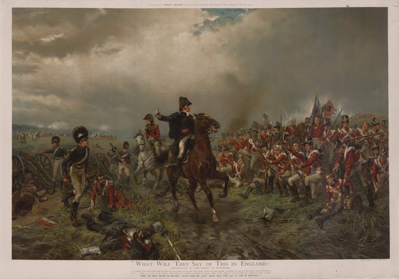 Hvad vil de sige om dette i England? Wellington til tropperne ved Waterloo af Robert Alexander Hillingford