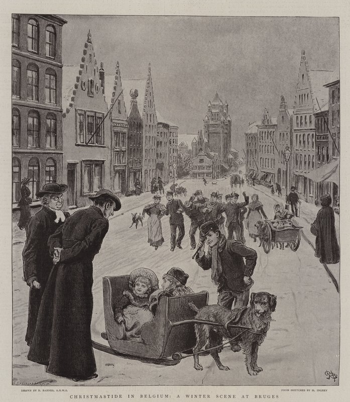 Juletid i Belgien, en vinterscene i Brugge af Robert Barnes