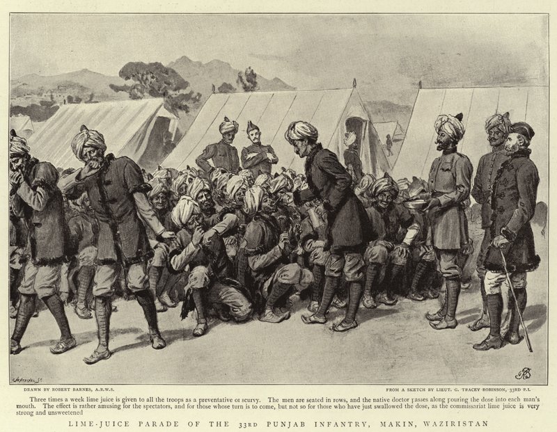 Lime-Juice Parade af det 33. Punjab Infantry, Makin, Waziristan af Robert Barnes