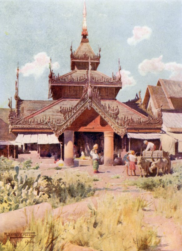 Indgang til basaren ved Shwe Dagon af Robert George Talbot Kelly
