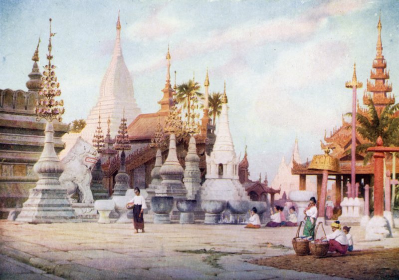 Platform af Shwezigon Pagoda, Bagan, Burma 1905 af Robert George Talbot Kelly