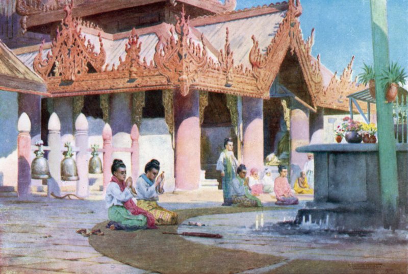 Bøn på Pagoda-platformen, Prome af Robert George Talbot Kelly