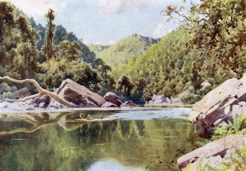 Rafting ned ad Nan-tu-floden af Robert George Talbot Kelly