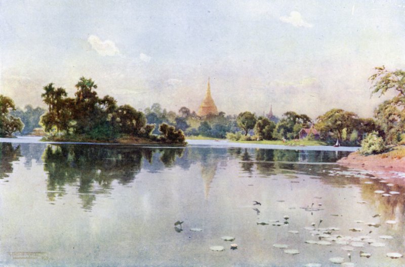Shwe Dagon fra Dalhousie Park af Robert George Talbot Kelly