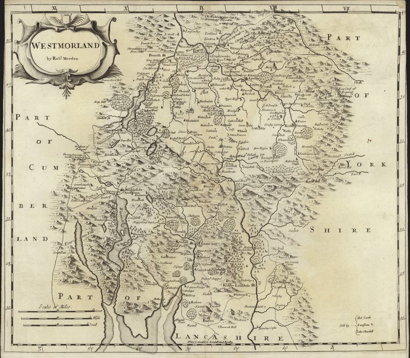 Kort over Westmorland af Robert Morden