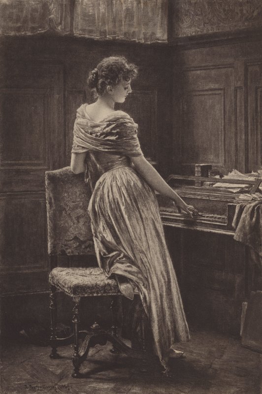 The Old Spinet (fotogravure) af Robert Poetzelberger