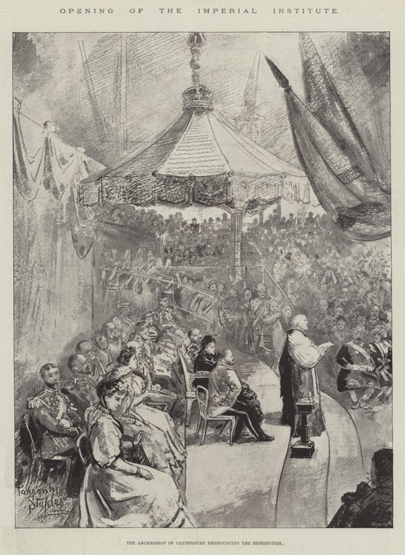 Åbning af Imperial Institute, ærkebiskoppen af Canterbury udtaler velsignelsen af Robert Ponsonby Staples