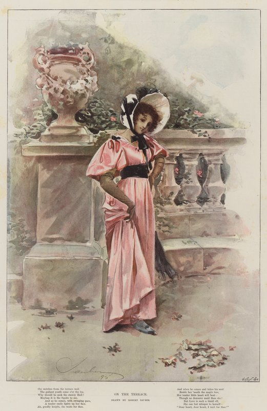 På terrassen (chromolitho) af Robert Sauber
