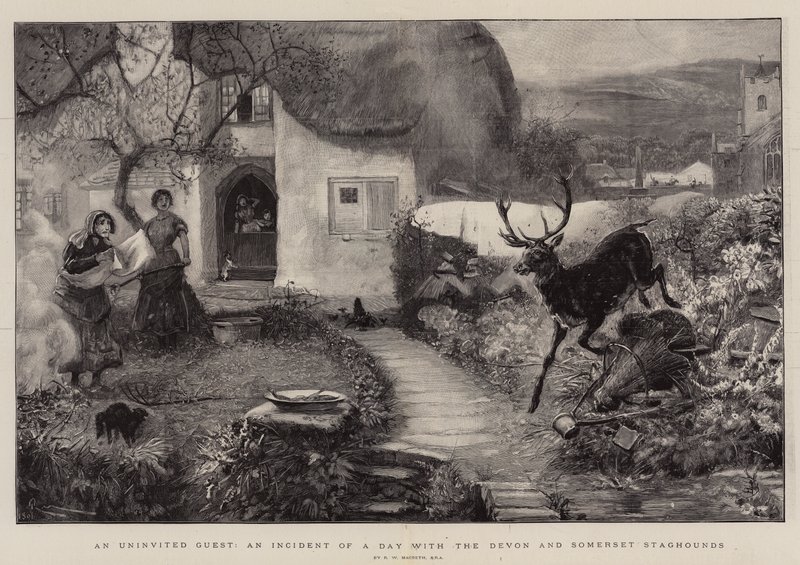 En ubuden gæst, en hændelse af en dag med Devon og Somerset Staghounds af Robert Walker Macbeth