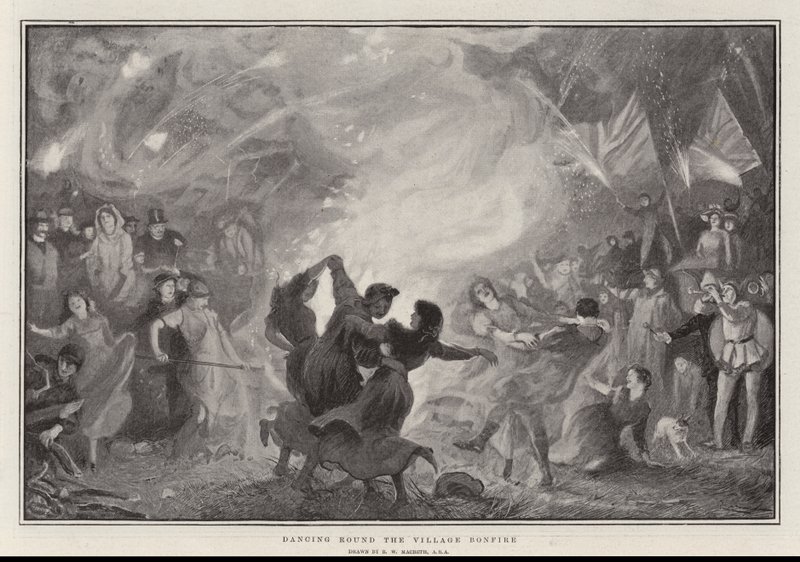Dans rundt om landsbyens bål af Robert Walker Macbeth