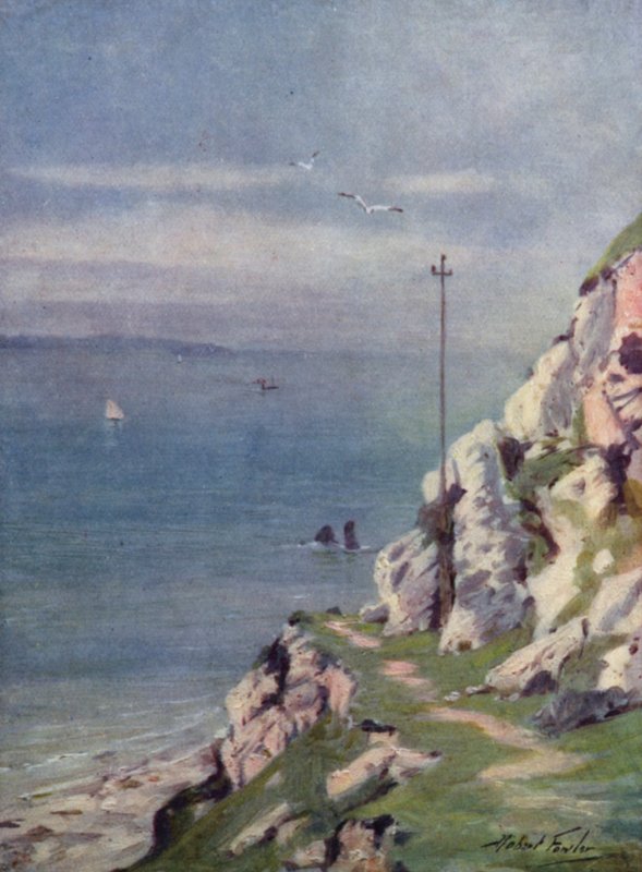 En gangsti på Great Orme (farve litho) af Robert (after) Fowler