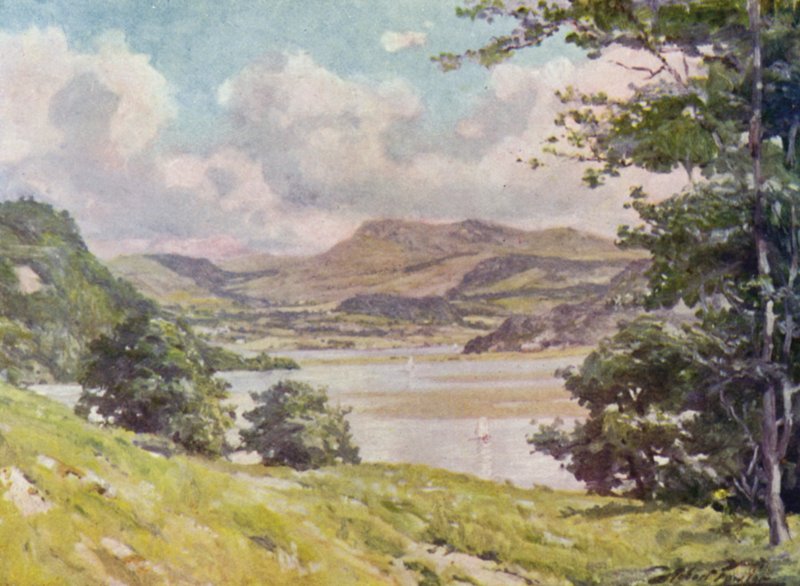 I nærheden af ​​Penmaen Pool, middag (farve litho) af Robert (after) Fowler