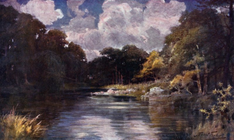Ørredstrømmen (farve litho) af Robert (after) Fowler