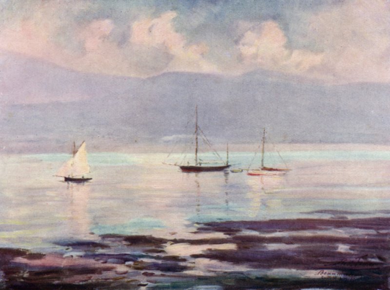 Yachts, Anglesey Coast (farve litho) af Robert (after) Fowler