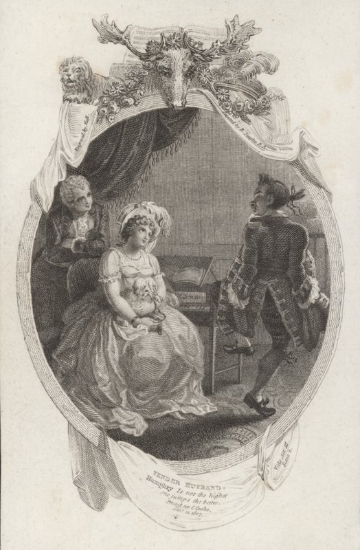 Scene fra The Tender Husband af Richard Steele (gravering) af Robert (after) Smirke