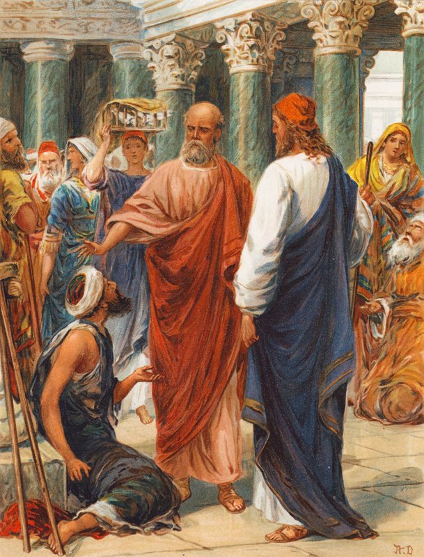 "I Jesus Kristus af Nazareths navn, rejs dig og gå" (farvelitografi) af Robert Ambrose Dudley