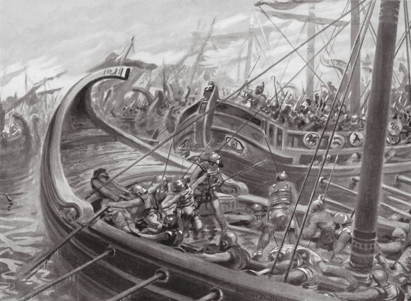 Den fokæiske flåde besejrer karthaginerne (litografi) af Robert Ambrose Dudley